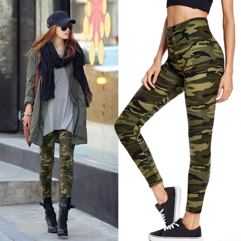 Camouflage Leggings Women Camo Cargo Trousers Tights